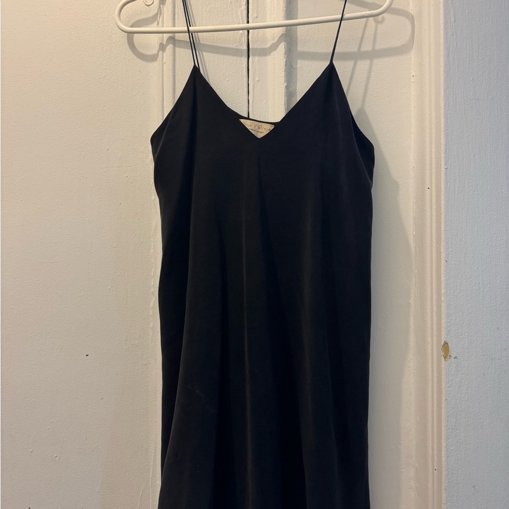 Alice + Olivia Silk Black V-Neck Slip Dress